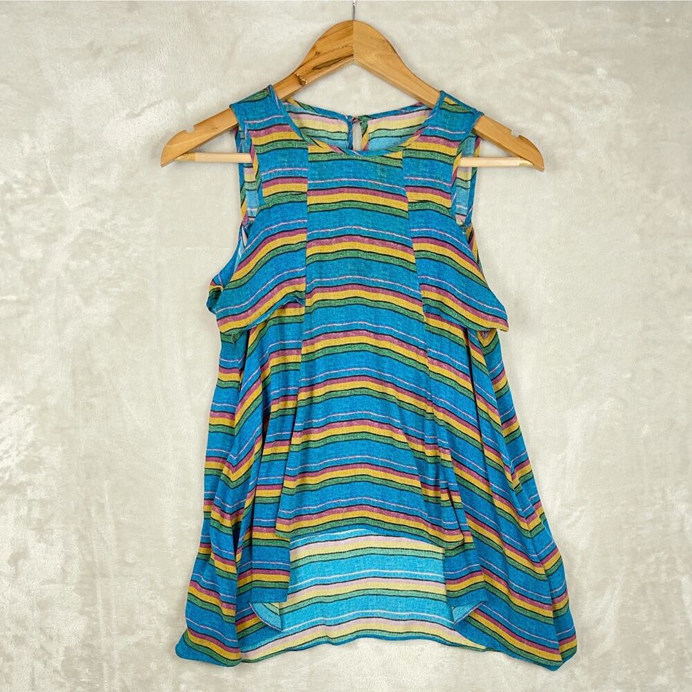 Nicole Miller Atelier Women's 100% Silk Top Size Small Lagenlook Rainbow READ